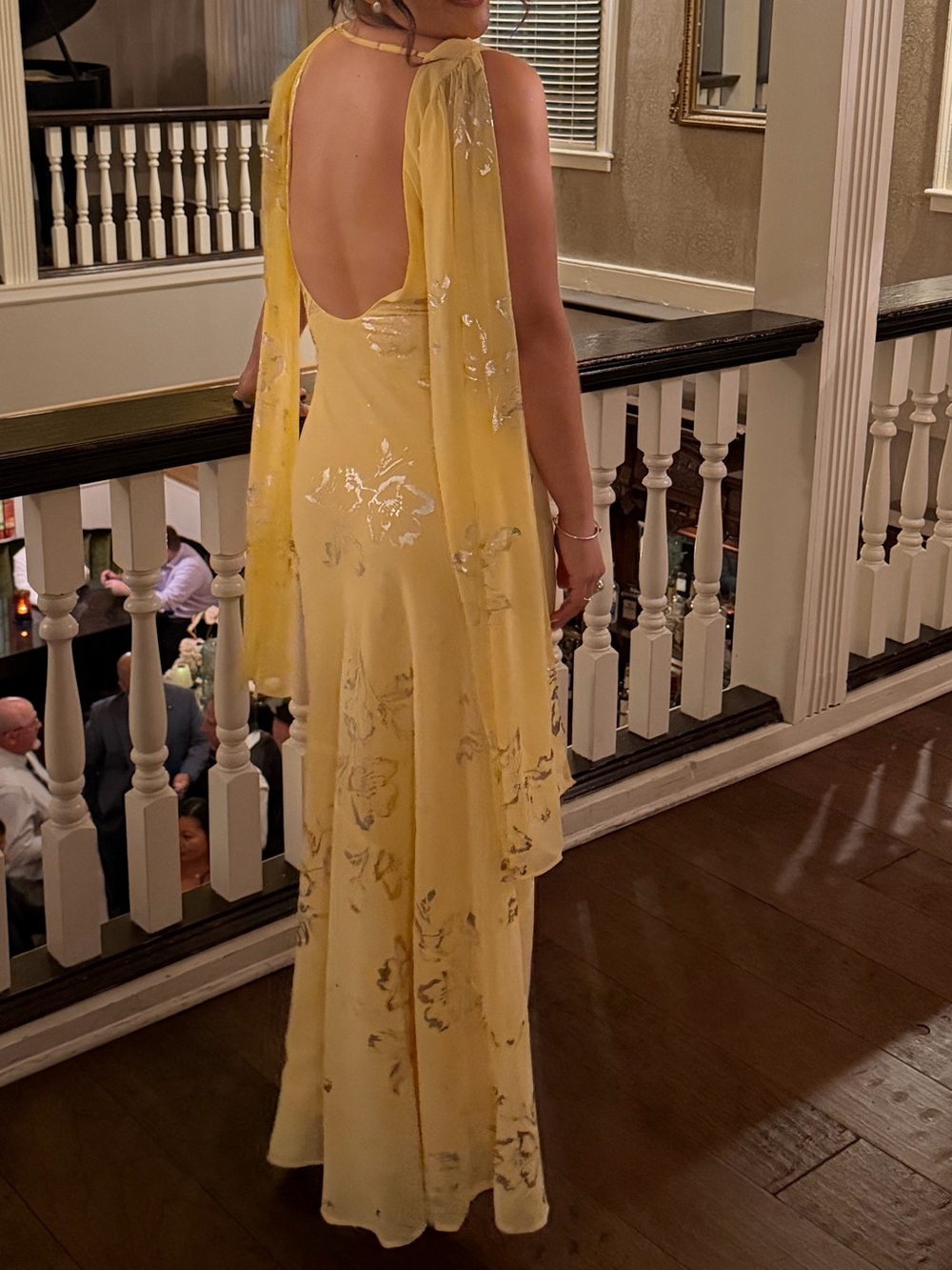 Yellow Evening Gown with Silver details